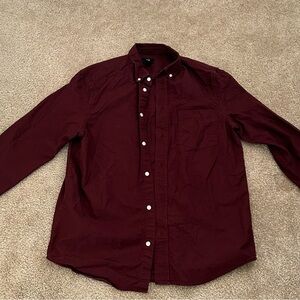 Men's Burgundy Button-Up Shirt